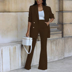 Natasha - Women's Double-Breasted Tailored Blazer and Flared Trouser Set