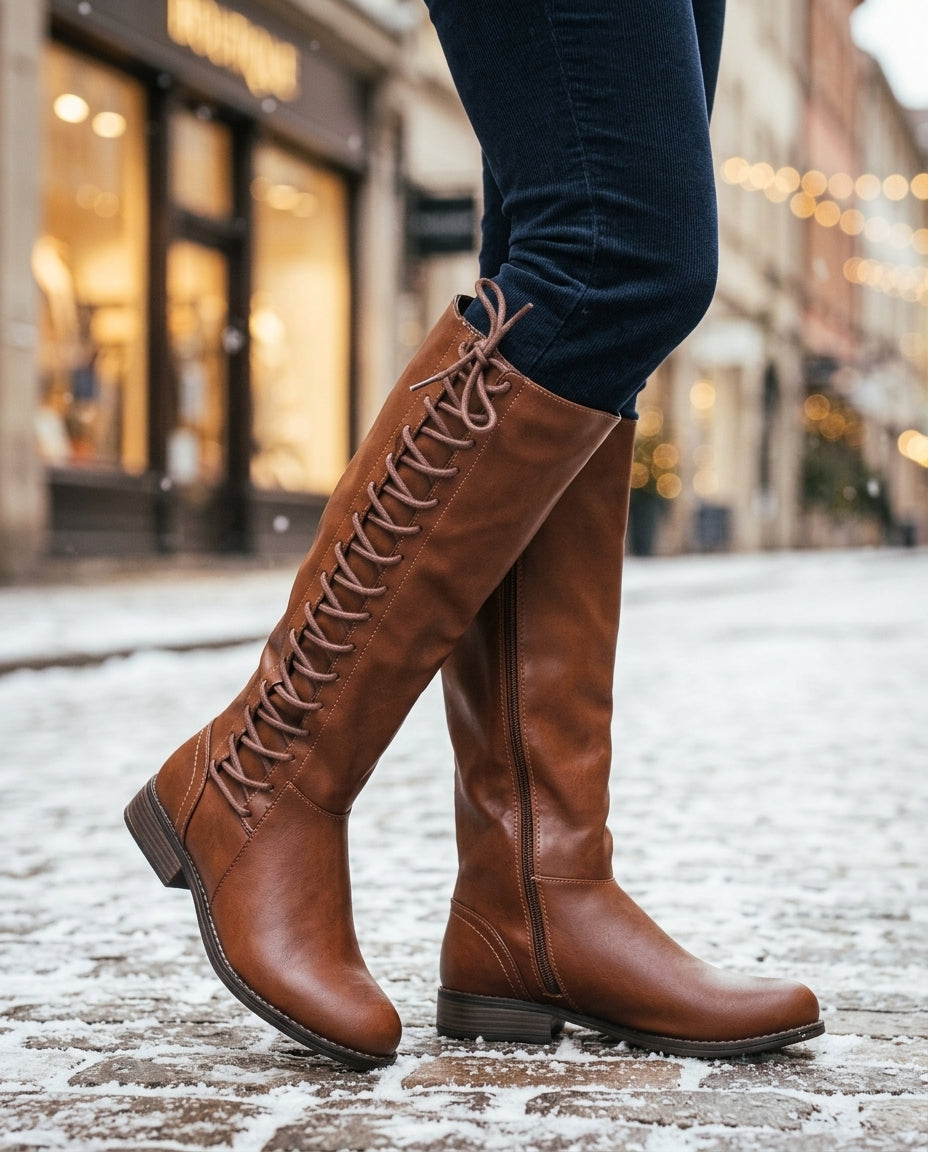 Natasha - Women's Lace-Up Knee-High Boots