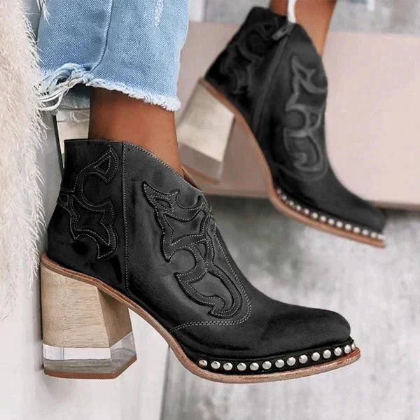 Natasha - Women's Western Studded Ankle Boots