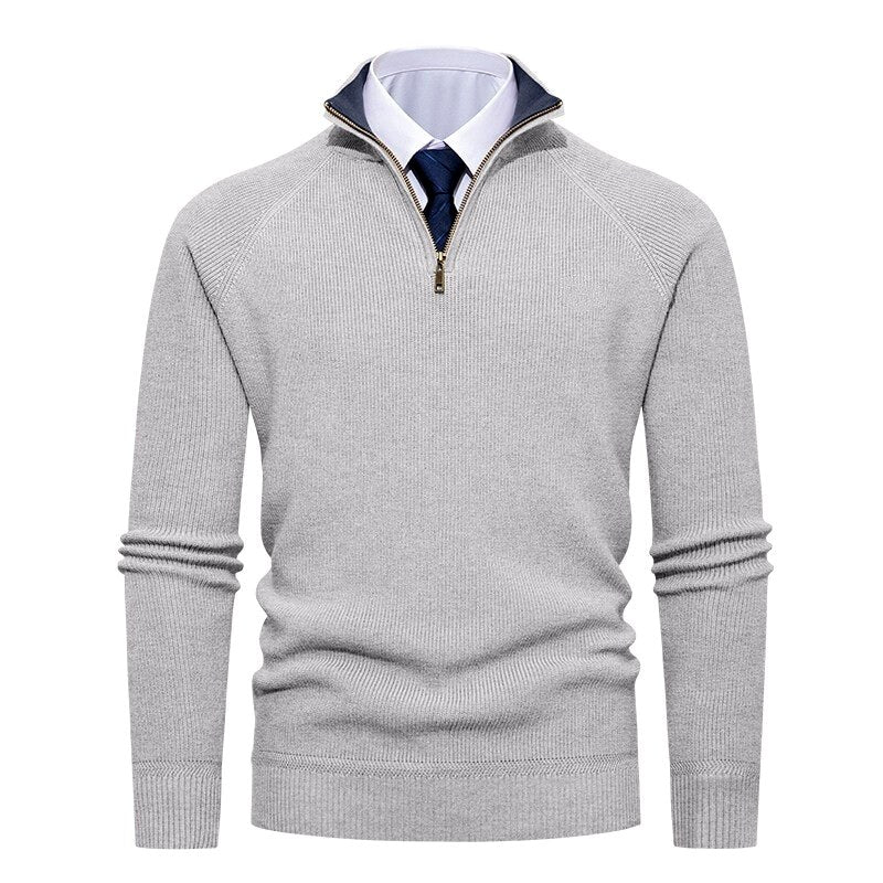Nathan - Men’s Quarter-Zip Ribbed Knit Sweater  2