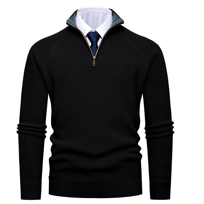 Nathan - Men’s Quarter-Zip Ribbed Knit Sweater  3