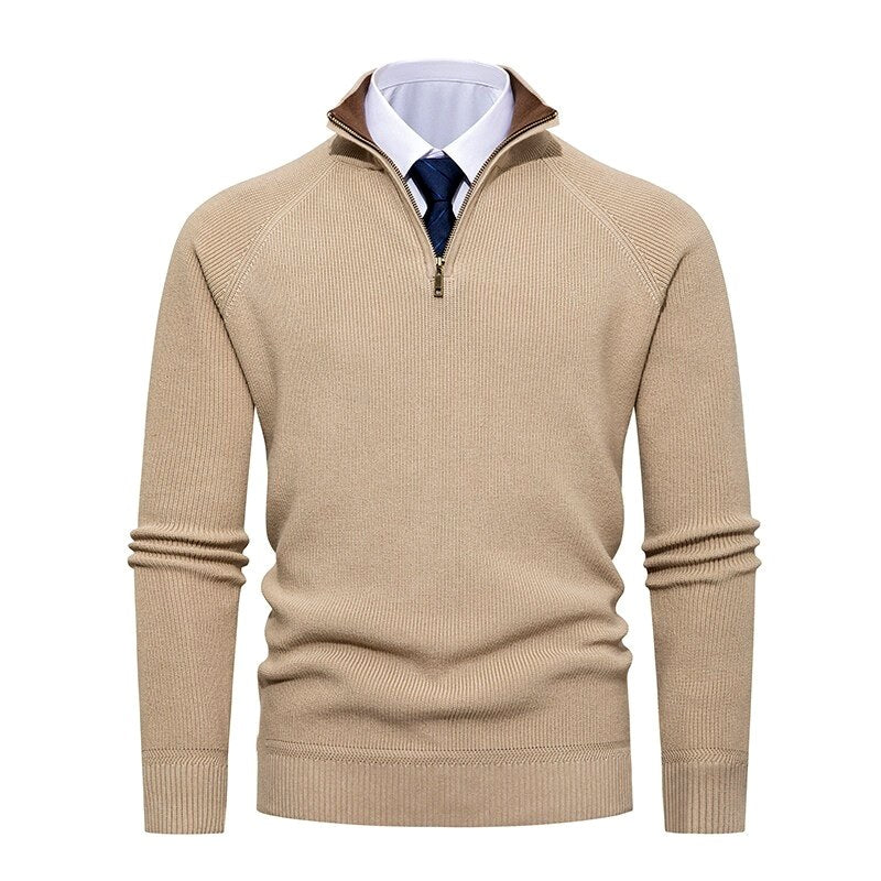 Nathan - Men’s Quarter-Zip Ribbed Knit Sweater  4