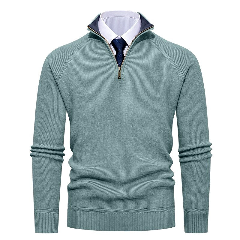 Nathan - Men’s Quarter-Zip Ribbed Knit Sweater  5