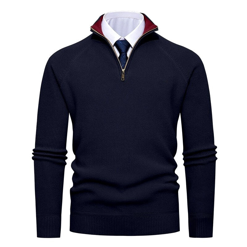 Nathan - Men’s Quarter-Zip Ribbed Knit Sweater  6