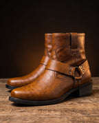 Nikolai - Men's Strapped Leather Ankle Boots