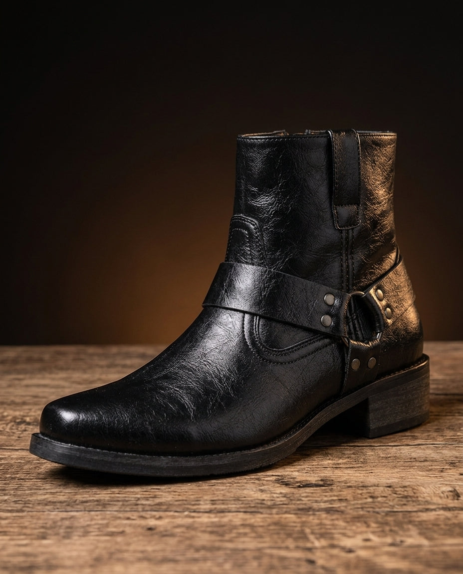 Nikolai - Men's Strapped Leather Ankle Boots
