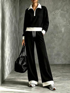 Nora - Women's Half-Zip Sweatshirt & Wide-Leg Pants Set 1