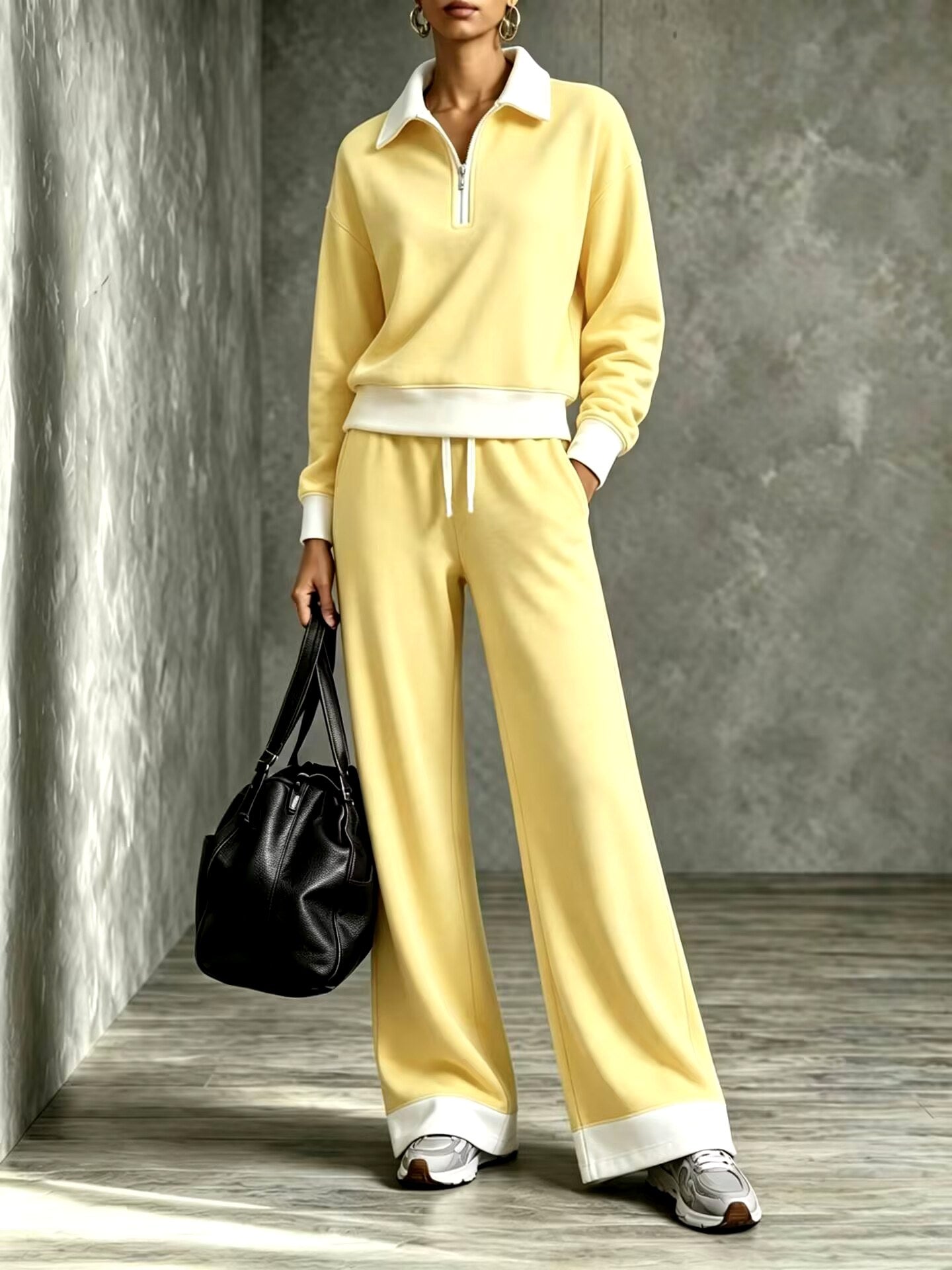 Nora - Women's Half-Zip Sweatshirt & Wide-Leg Pants Set 3