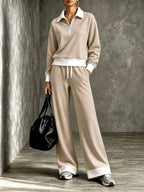 Nora - Women's Half-Zip Sweatshirt & Wide-Leg Pants Set 4