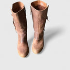 Noreen - Women's Mid-Calf Side-Zip Boots with Stacked Heel