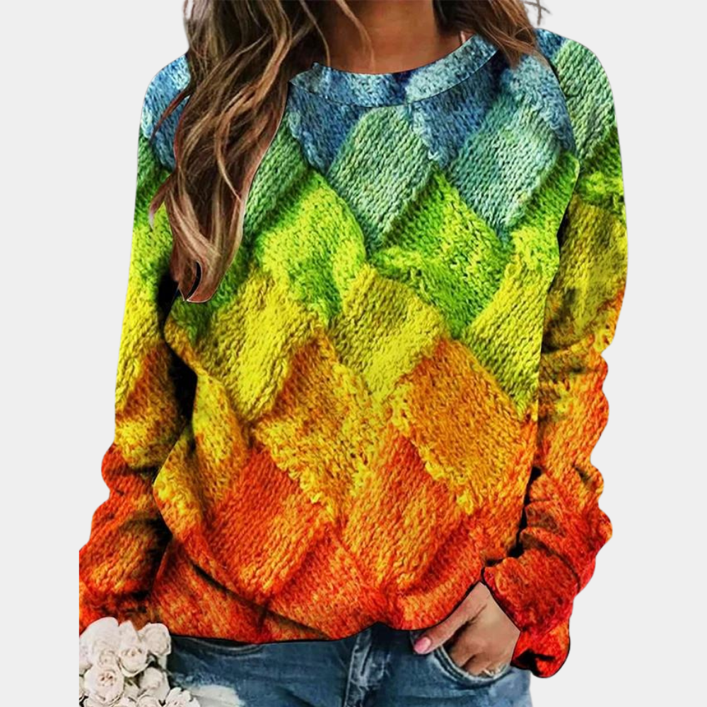 Olivia - Women's Colorblock Diamond Knit Sweater
