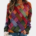 Olivia - Women's Colorblock Diamond Knit Sweater