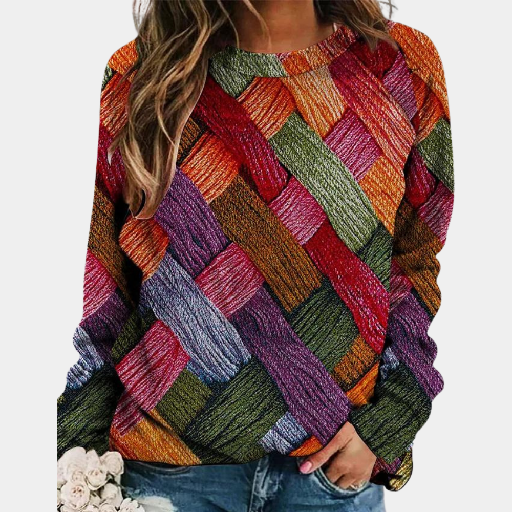 Olivia - Women's Colorblock Diamond Knit Sweater