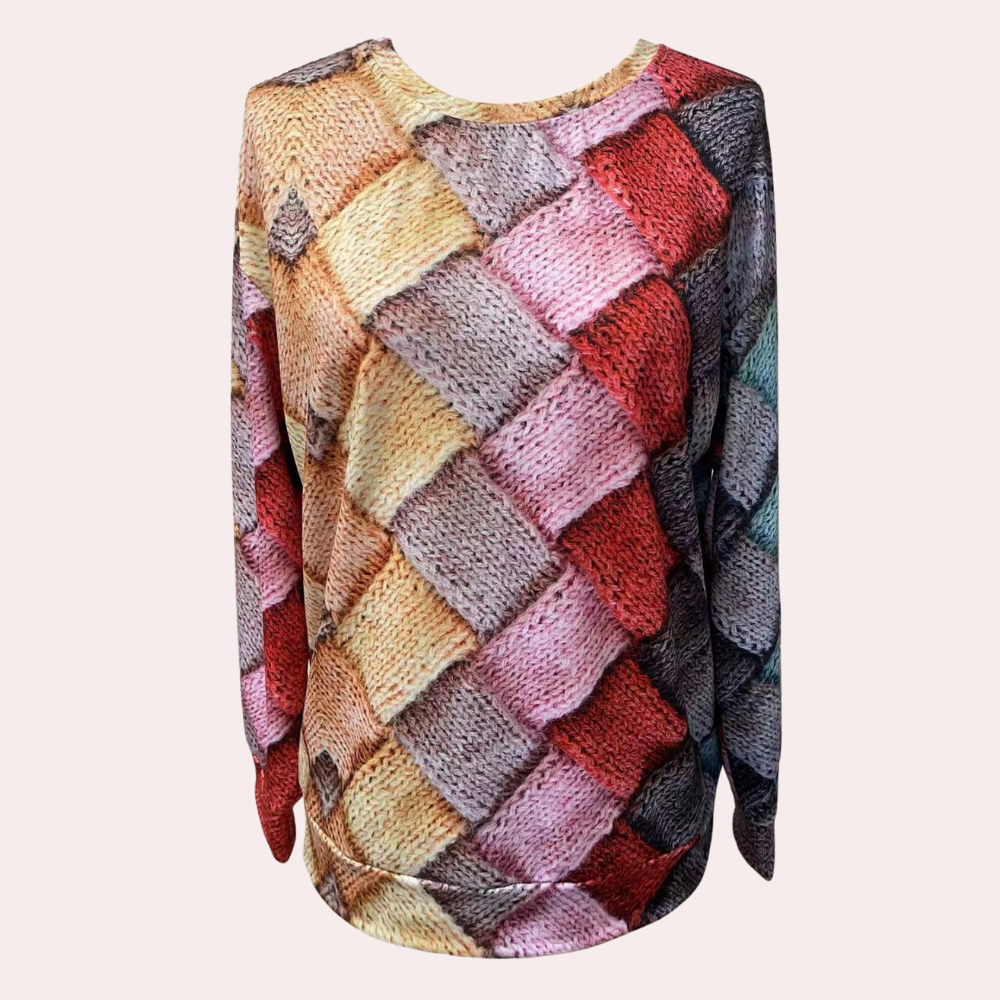 Olivia - Women's Colorblock Diamond Knit Sweater