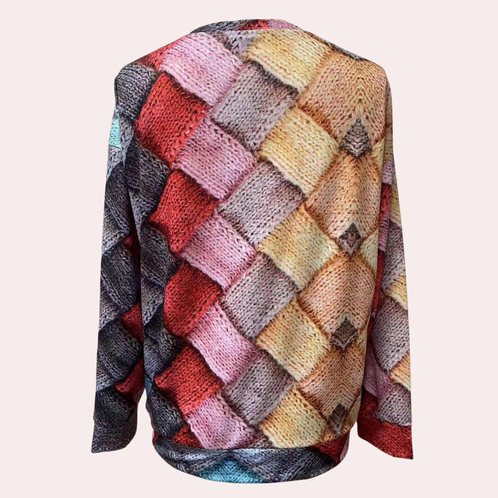 Olivia - Women's Colorblock Diamond Knit Sweater