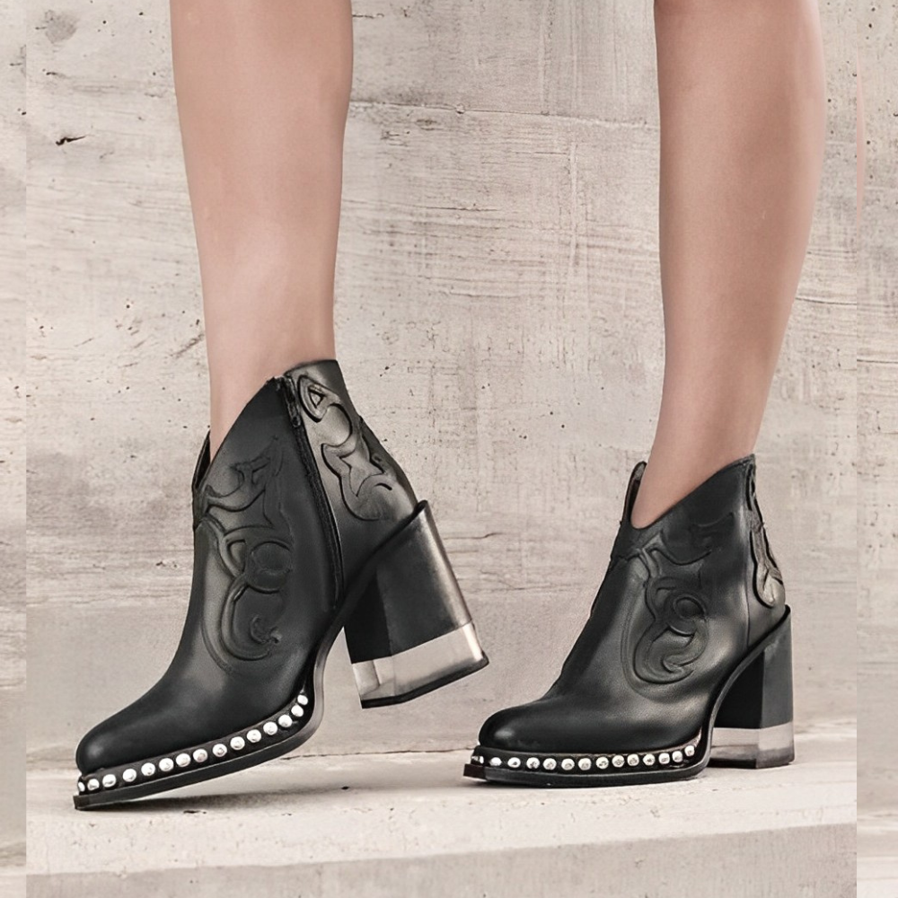 Ophelia - Women's Embellished Western Block Heel Boots