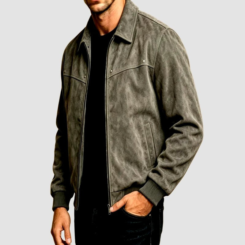 Oscar - Men's Leather Bomber Jacket with Sherpa Lining 2