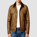Oscar - Men's Leather Bomber Jacket with Sherpa Lining 3