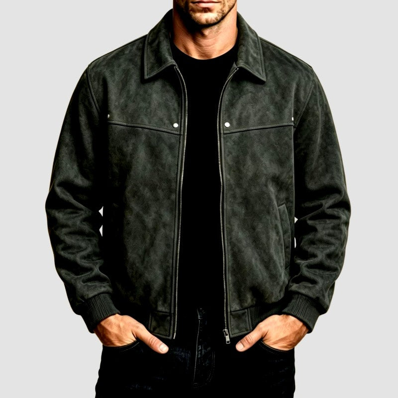Oscar - Men's Leather Bomber Jacket with Sherpa Lining 4