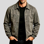 Oscar - Men's Leather Bomber Jacket with Sherpa Lining 5