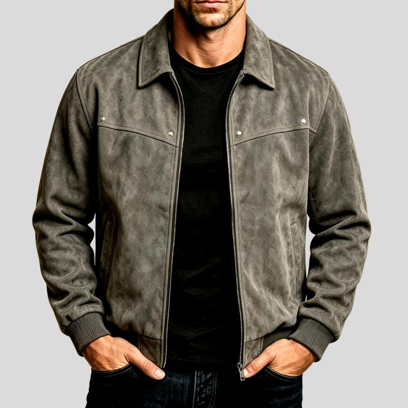 Oscar - Men's Leather Bomber Jacket with Sherpa Lining 5