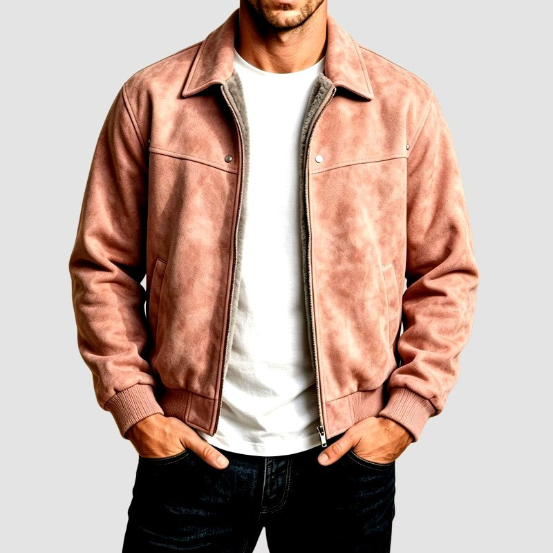 Oscar - Men's Leather Bomber Jacket with Sherpa Lining 6