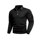 Parker - Men's Textured Grid Placket Long Sleeve Polo Shirt 3