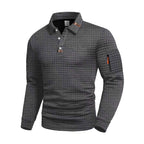 Parker - Men's Textured Grid Placket Long Sleeve Polo Shirt 4