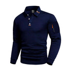 Parker - Men's Textured Grid Placket Long Sleeve Polo Shirt 5