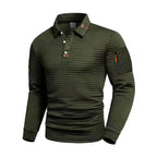 Parker - Men's Textured Grid Placket Long Sleeve Polo Shirt 6