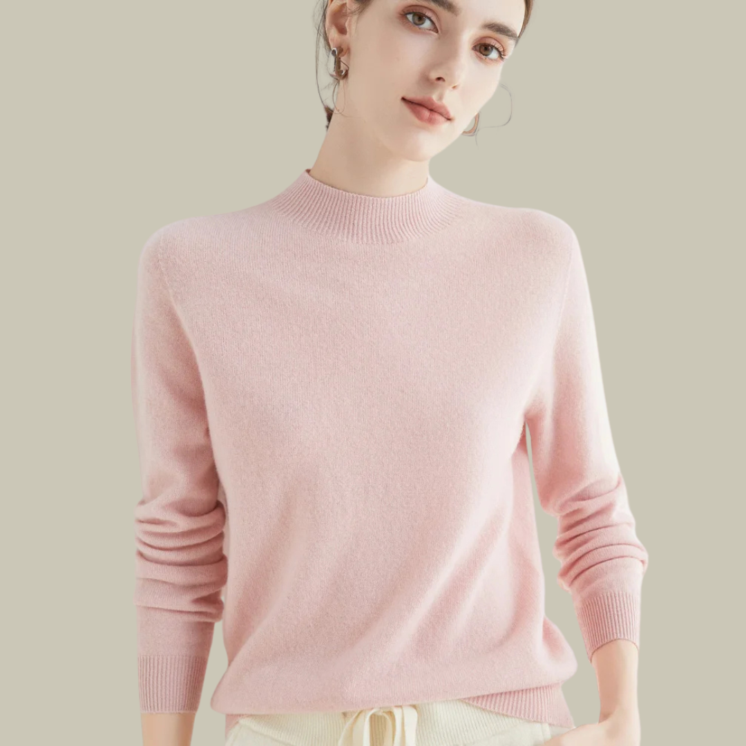 Phoebe - Women's Classic Mock Neck Wool Blend Sweater