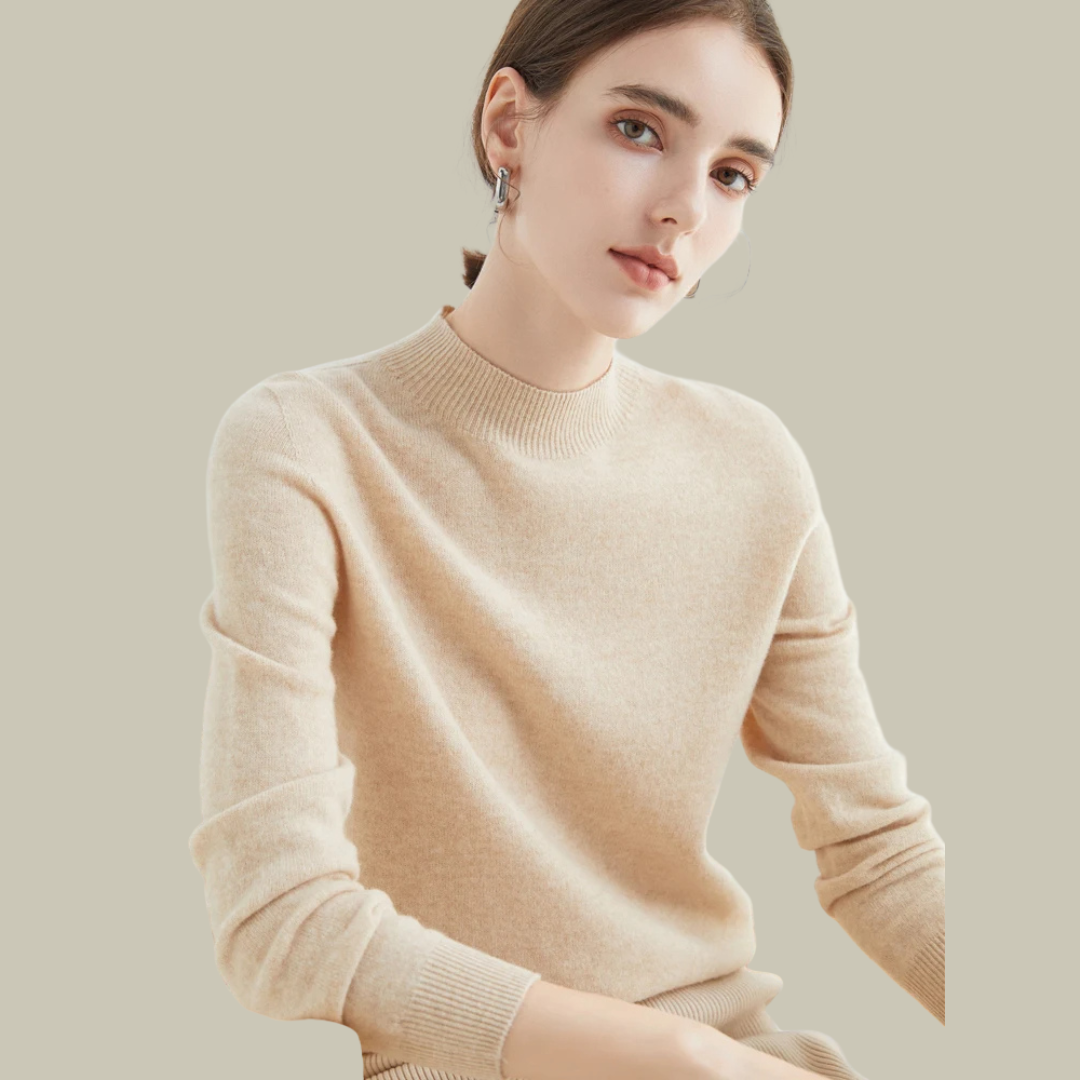 Phoebe - Women's Classic Mock Neck Wool Blend Sweater