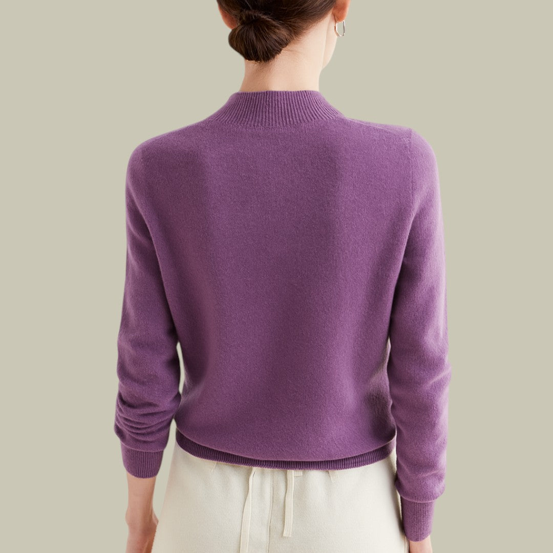 Phoebe - Women's Classic Mock Neck Wool Blend Sweater