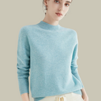 Phoebe - Women's Classic Mock Neck Wool Blend Sweater