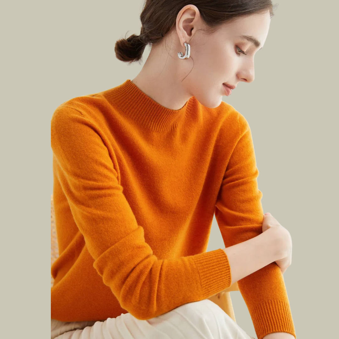 Phoebe - Women's Classic Mock Neck Wool Blend Sweater