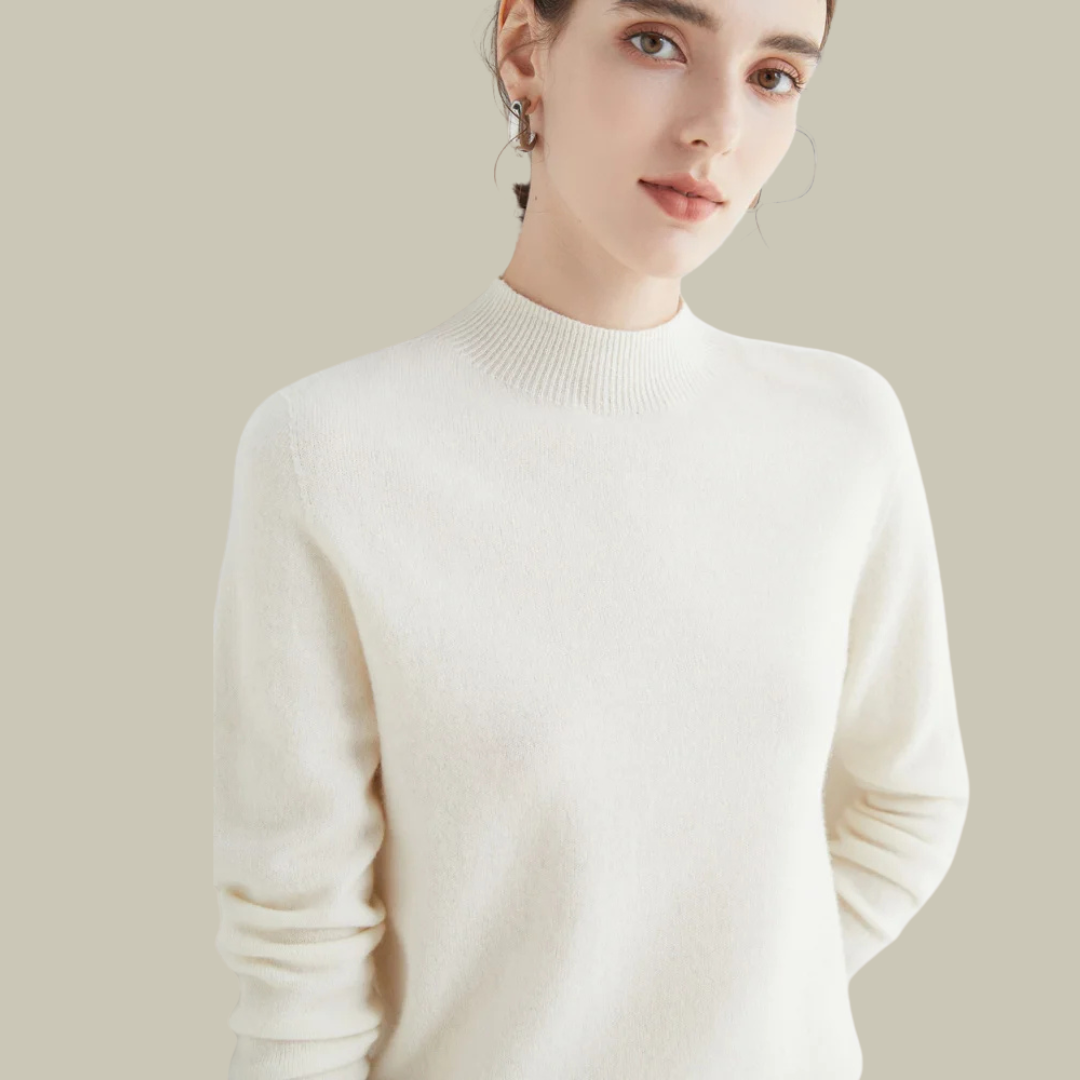 Phoebe - Women's Classic Mock Neck Wool Blend Sweater