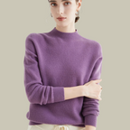 Phoebe - Women's Classic Mock Neck Wool Blend Sweater