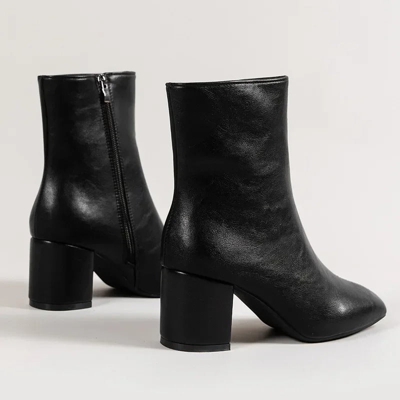 Phoebe - Women's Pointed Block Heel Ankle Boot