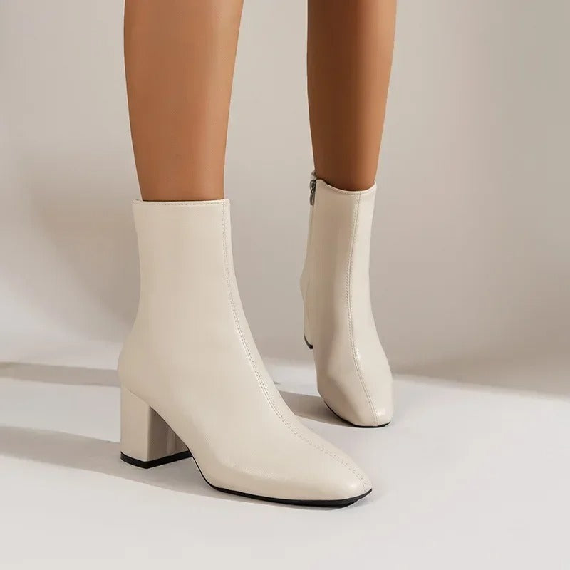 Phoebe - Women's Pointed Block Heel Ankle Boot
