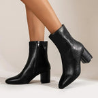 Phoebe - Women's Pointed Block Heel Ankle Boot