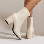 Phoebe - Women's Pointed Block Heel Ankle Boot