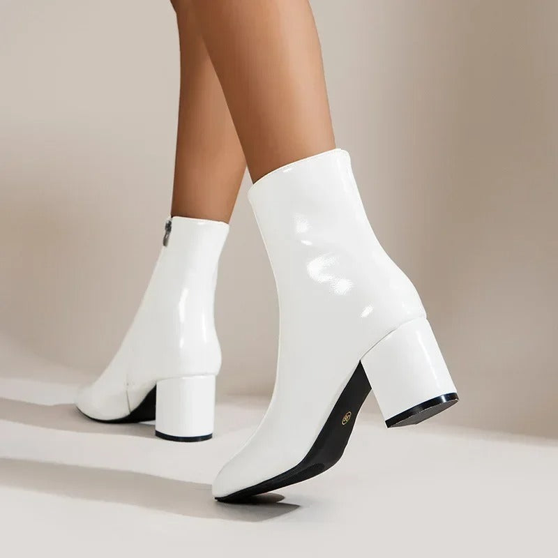 Phoebe - Women's Pointed Block Heel Ankle Boot