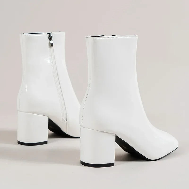 Phoebe - Women's Pointed Block Heel Ankle Boot