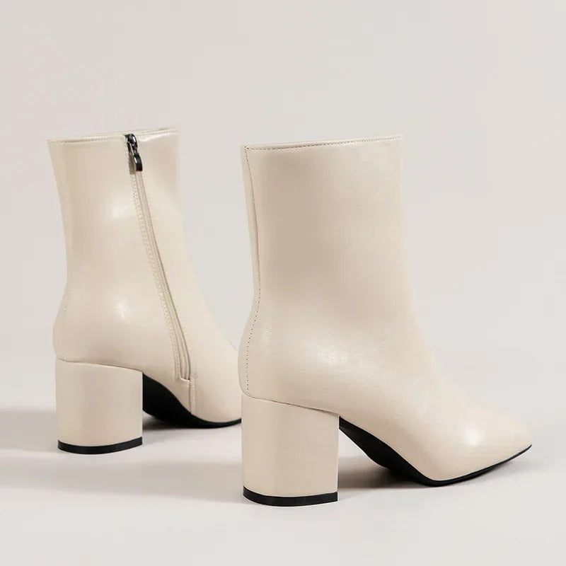 Phoebe - Women's Pointed Block Heel Ankle Boot