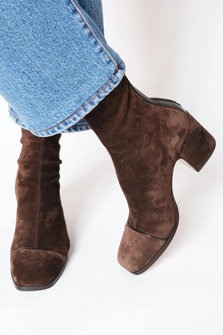 Piper - Women's Square Toe Suede Block Heel Bootie