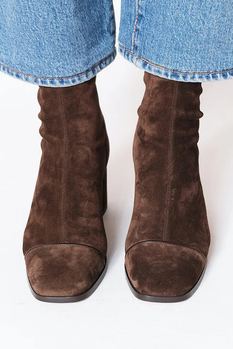 Piper - Women's Square Toe Suede Block Heel Bootie