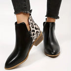 Quinley - Women's Leopard Print Block Heel Ankle Boots