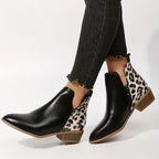 Quinley - Women's Leopard Print Block Heel Ankle Boots
