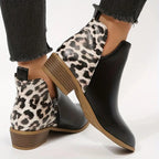 Quinley - Women's Leopard Print Block Heel Ankle Boots