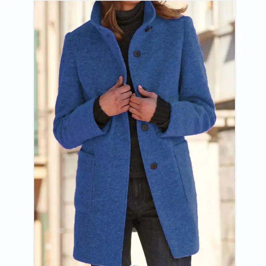 Quinley - Women's Wool-Blend Coat with Button Closure
